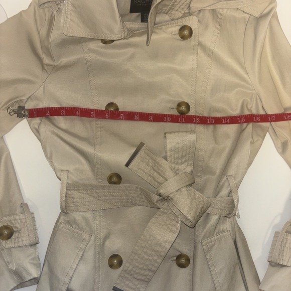 BEIGE DOUBLE BREASTED TRENCH COAT SZ XS Rachel Zoe Chore Coat Fisherman Military - Picture 7 of 7